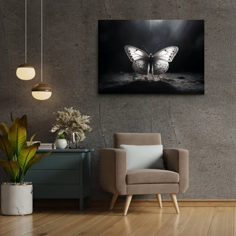Tableau Papillon Moderne Noir et Blanc merchOne