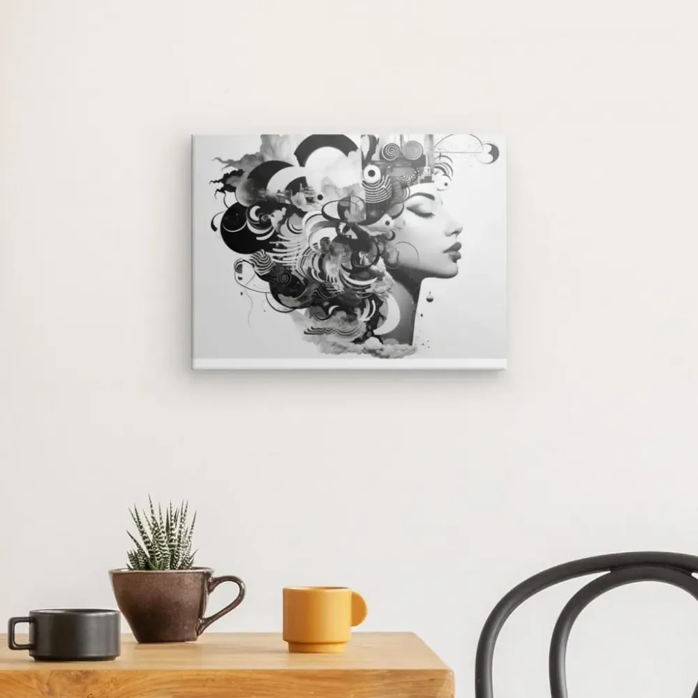 Tableau Portrait Patchwork Mélange Noir et Blanc merchOne