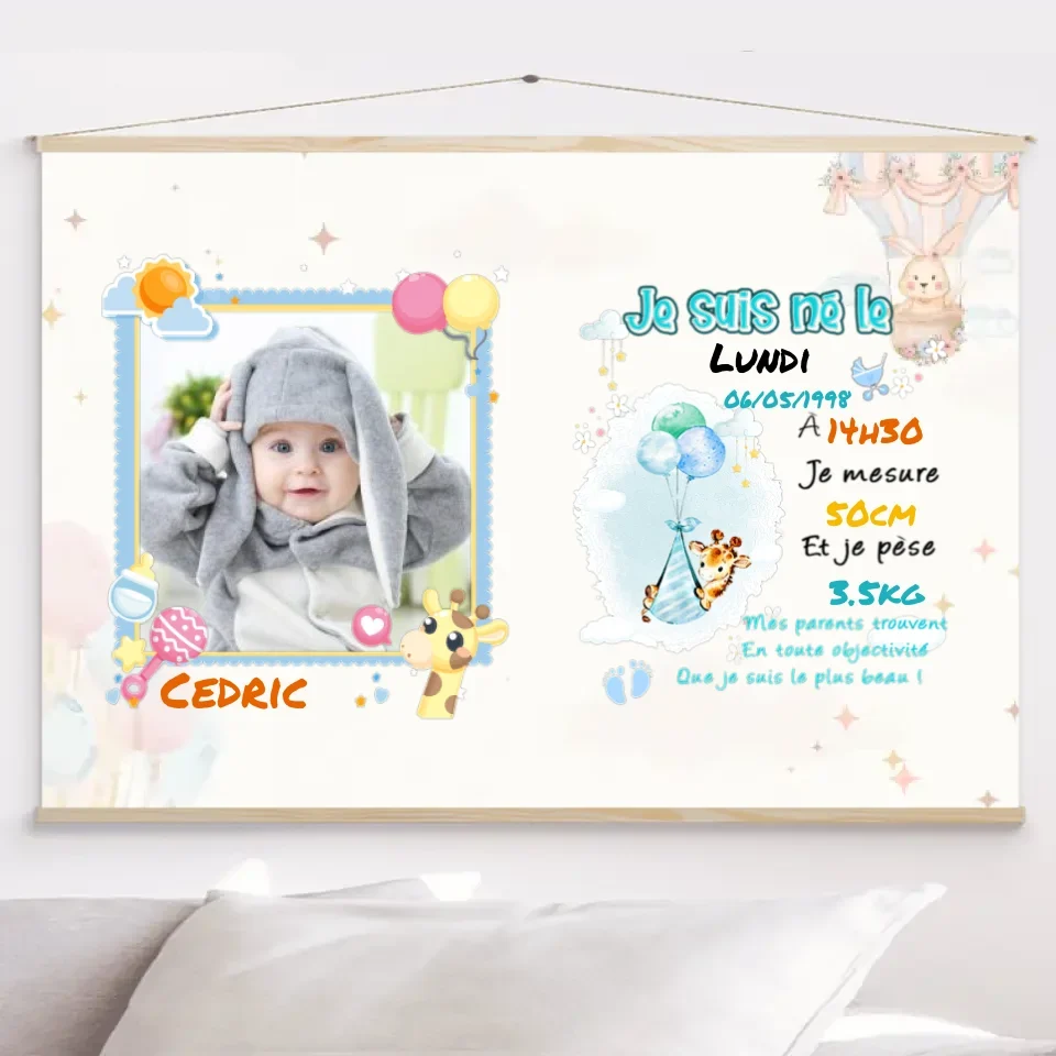 Toile à suspendre personnalisée, Toile cadeau pour Couple, famille, maman, papa, nouvelle petite fille merchOne