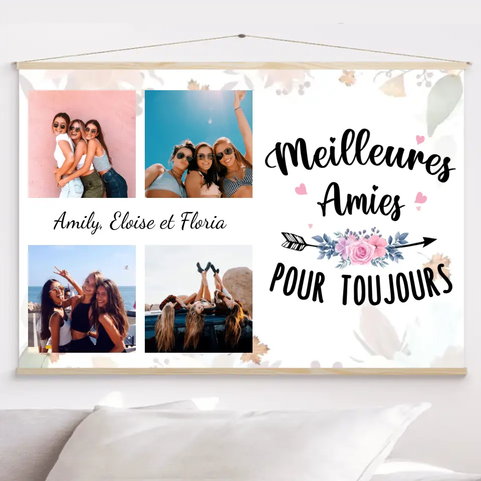 Toile à suspendre personnalisée, Toile Photo Noël cadeau pour amies, sœurs, Meilleures amies Pour Toujours merchOne