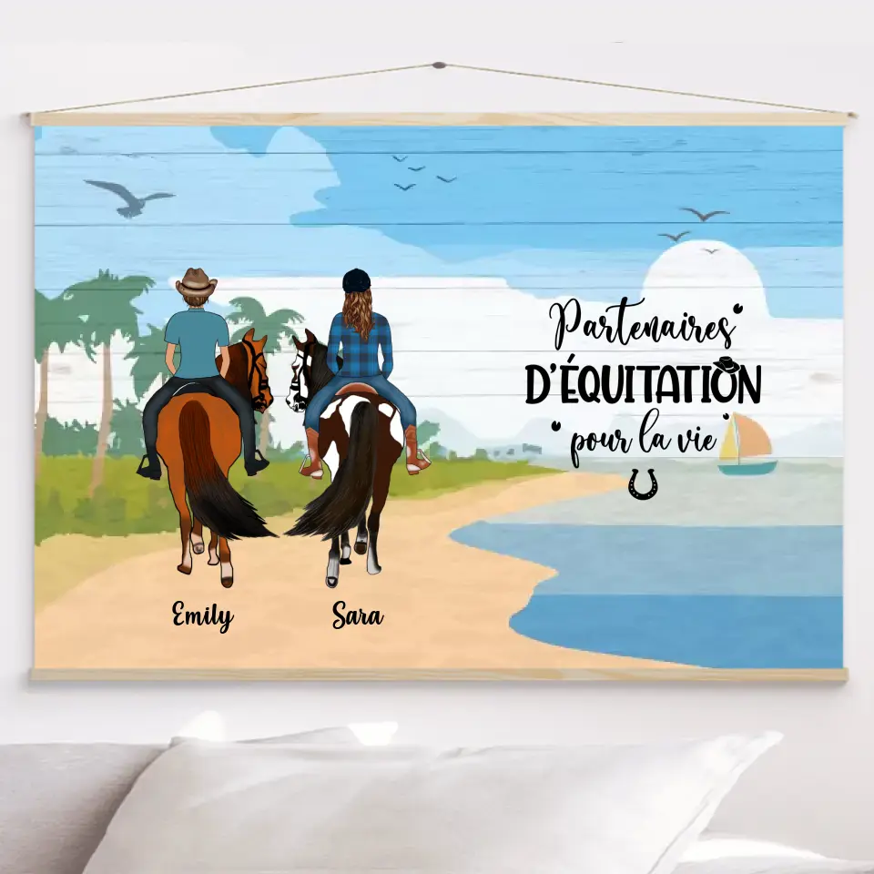 Toile à suspendre personnalisée,Toile cadeau pour maman cheval, fête des mères, Patenaires D'équitation Pour La Vie merchOne