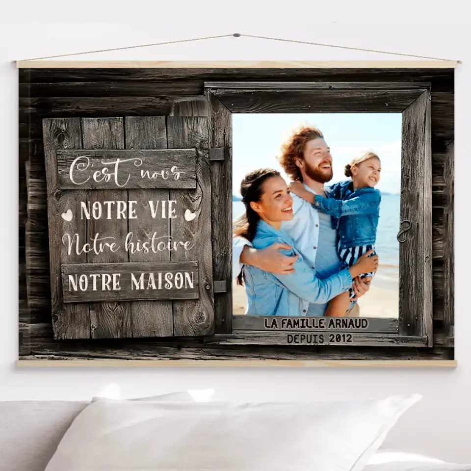 Toile à suspendre Photo personnalisée, Toile Cadeau Pour famille, c'est nous notre vie notre histoire notre maison merchOne
