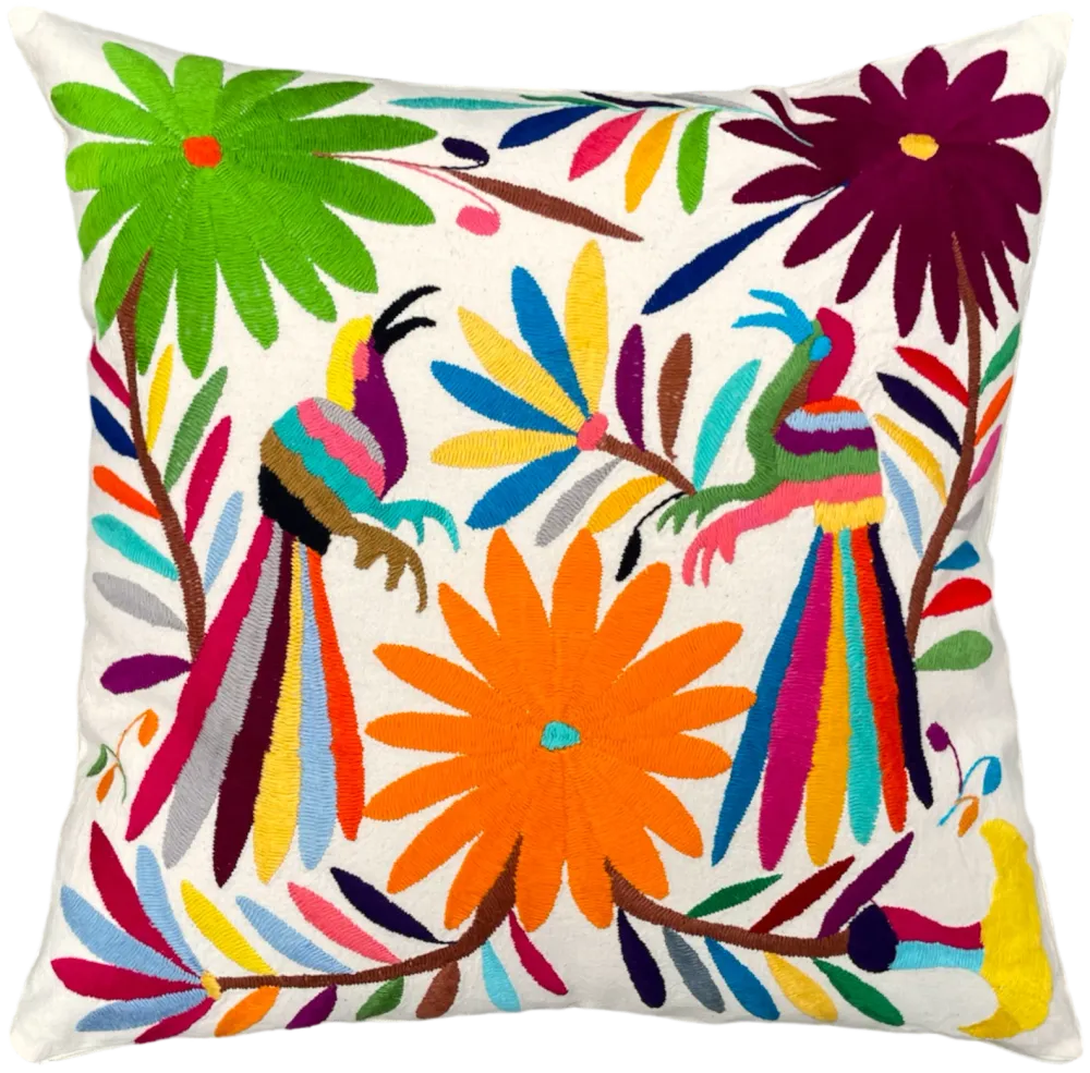 Housse de coussin brodée, les toucans (V1), multicolore Mimande