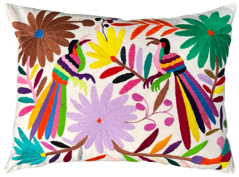 Housse de coussin brodée, les toucans (V1), multicolore Mimande