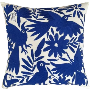 Housse de coussin brodée, le quatuor, bleue roi Mimande