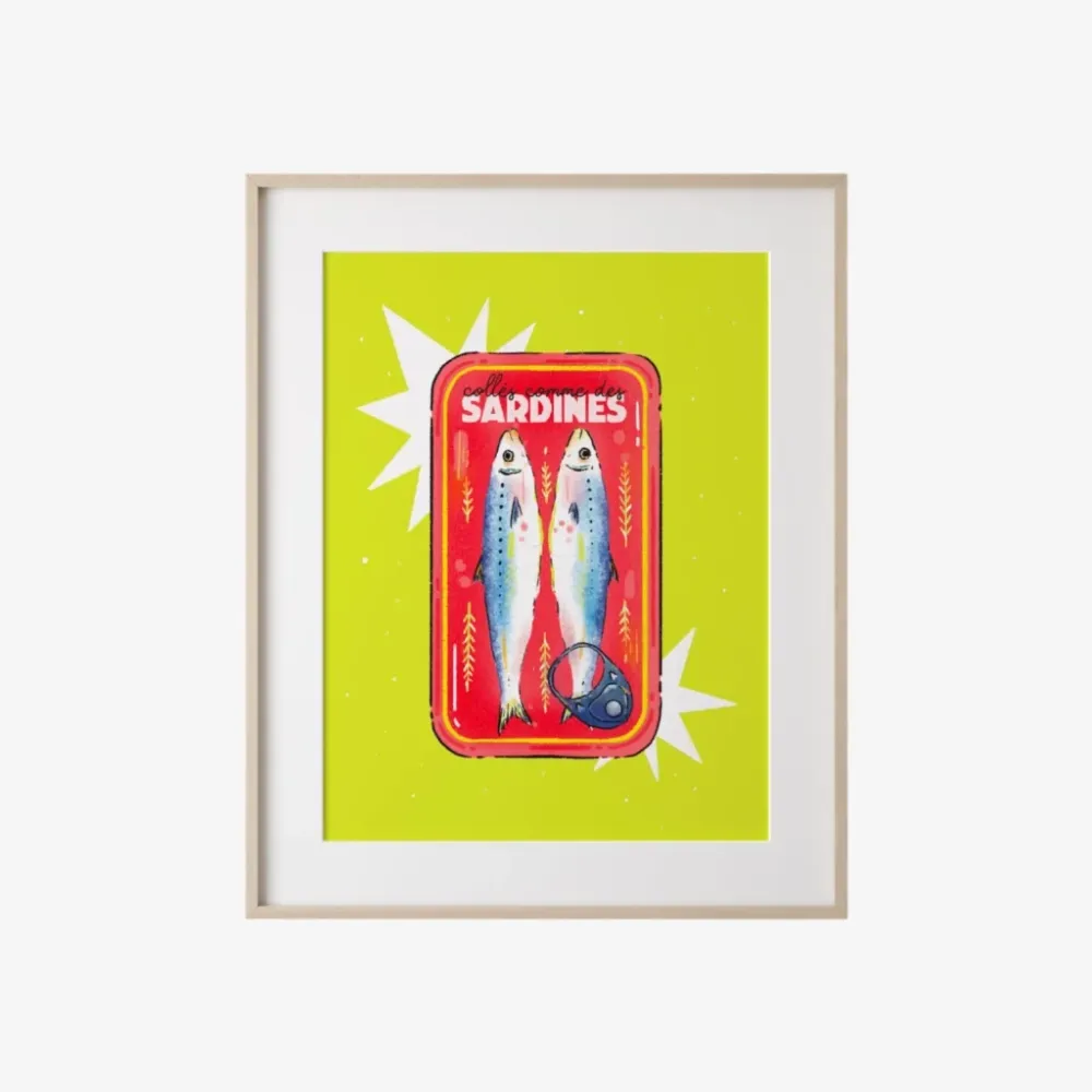 Affiche - Collés comme des sardines - 8 x 10 po Mimosa design