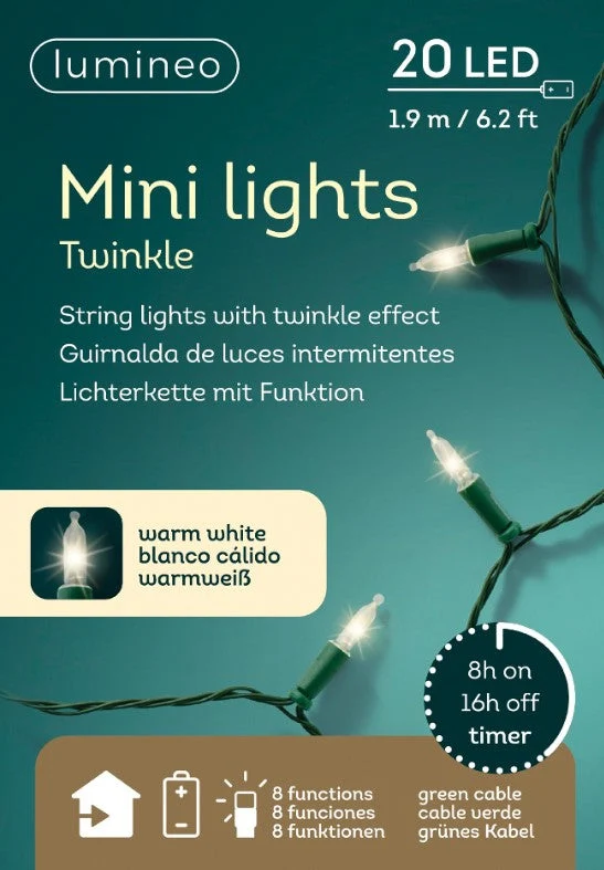 Mini LED lumineuses avec 8 fonctions, effet scintillant, pour l'intérieur
