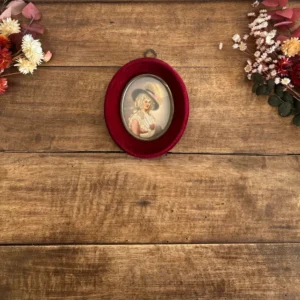 Miniature sur ivoire signée Duchesse de Devonshire d'après Gainsborough