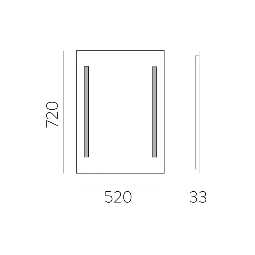 Miroir avec lumière LED 3000k, 720x520mm