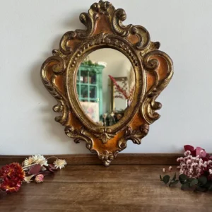 Miroir florentin or et orange années 50