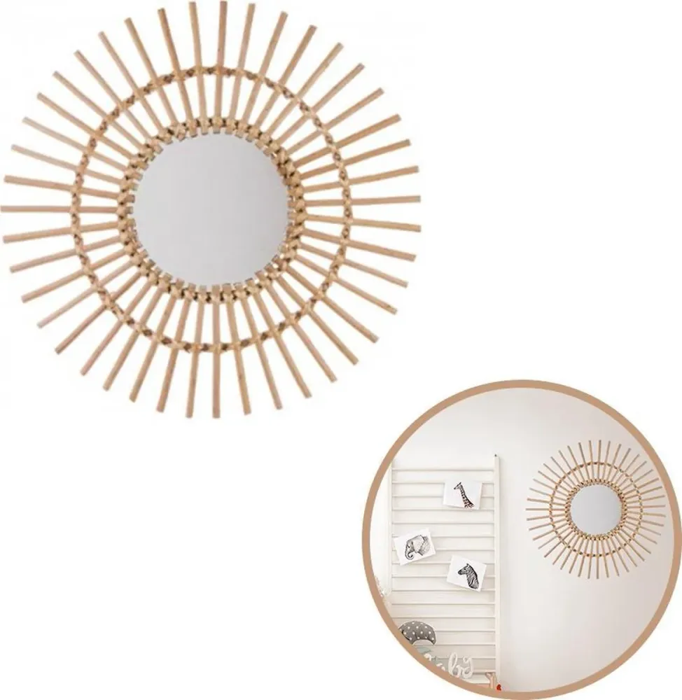 Miroir pour Enfants Atmosphera - Rotin - Marron - D58cm