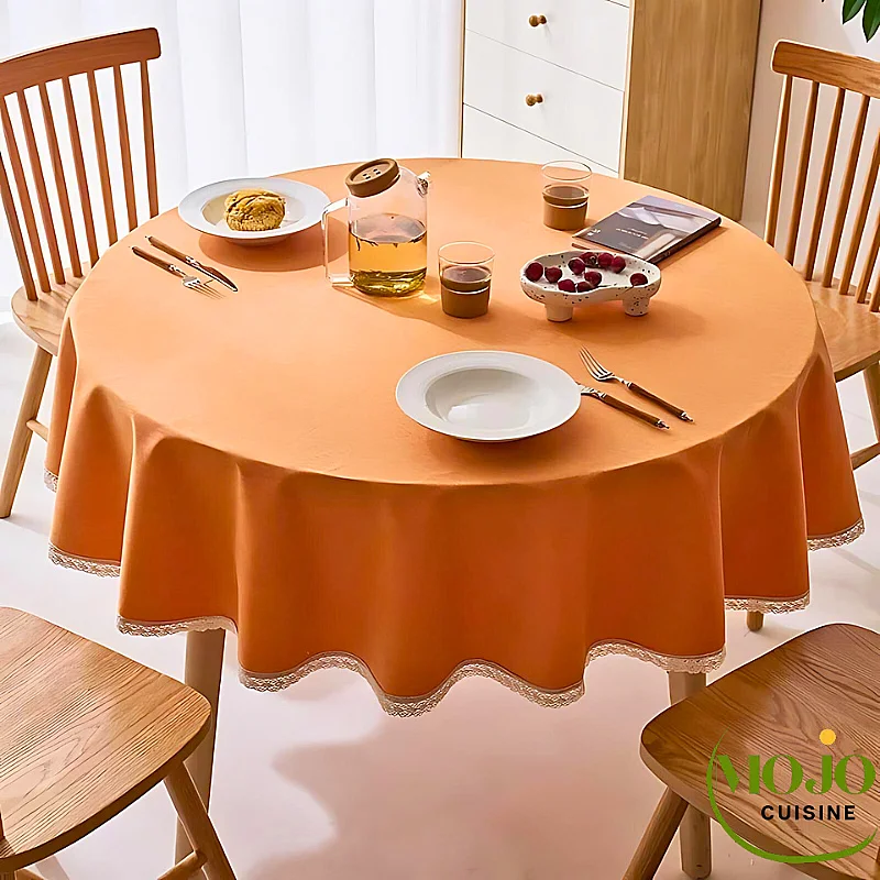 Nappe ronde Runden Orange Broderies Mojo Cuisine