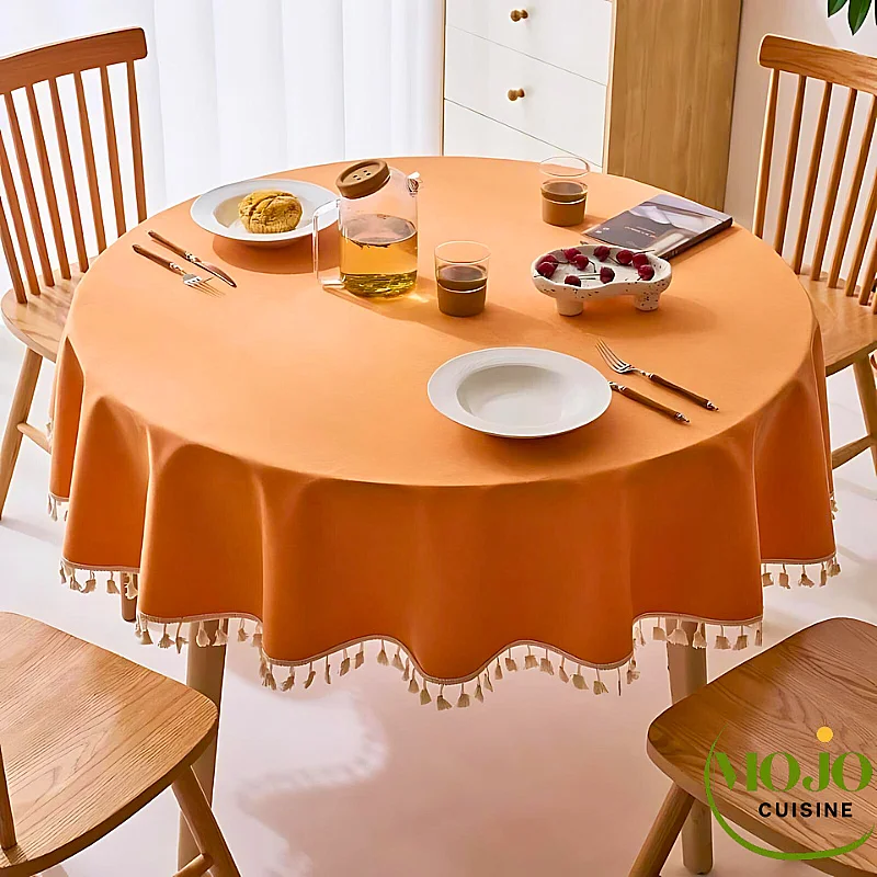 Nappe ronde Runden Orange Broderies Mojo Cuisine