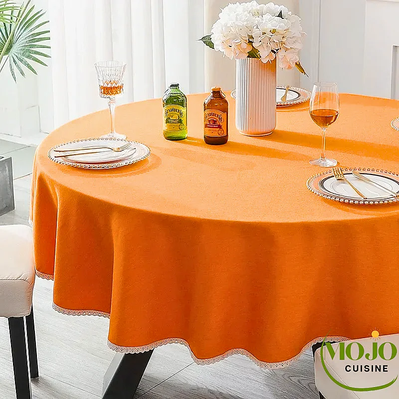 Nappe ronde Runden Orange Broderies Mojo Cuisine