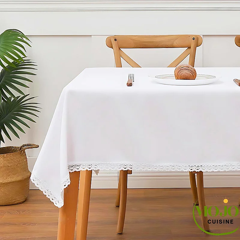 Nappe de table blanche à dentelle Mojo Cuisine