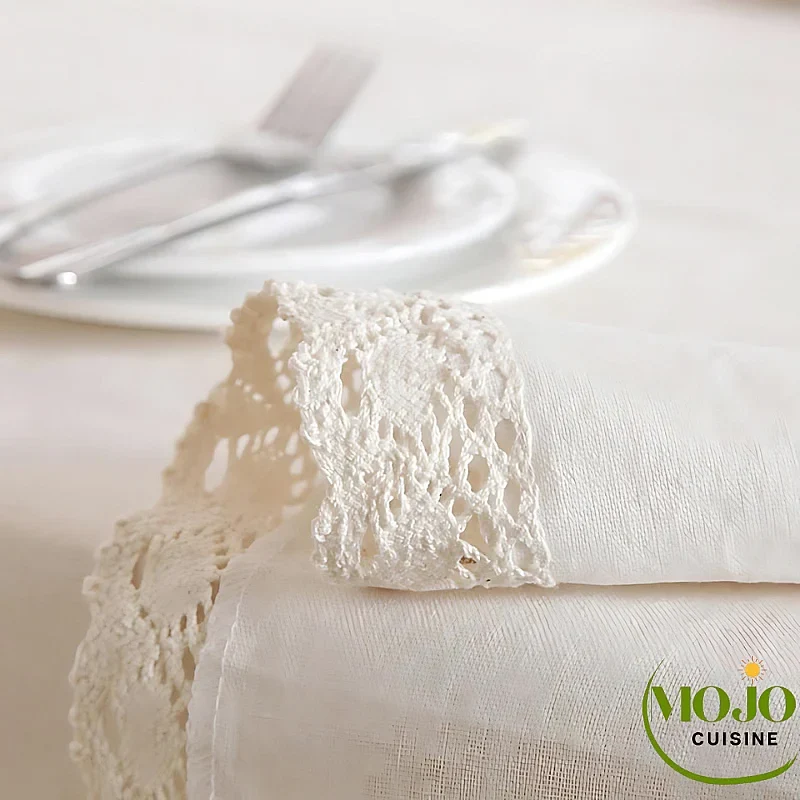 Nappe de table blanche à dentelle Mojo Cuisine