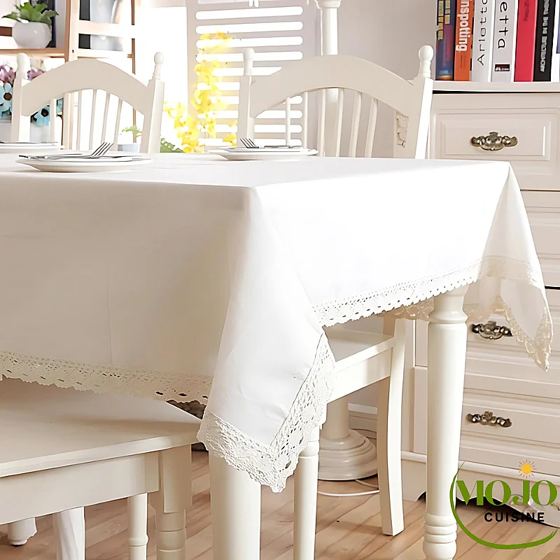 Nappe de table blanche à dentelle Mojo Cuisine