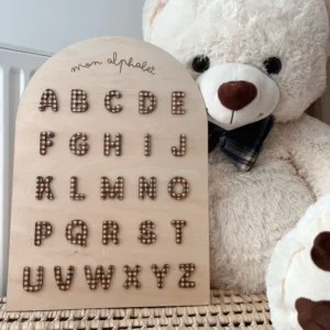 Mon alphabet en bois motif vichy - Décoration murale
