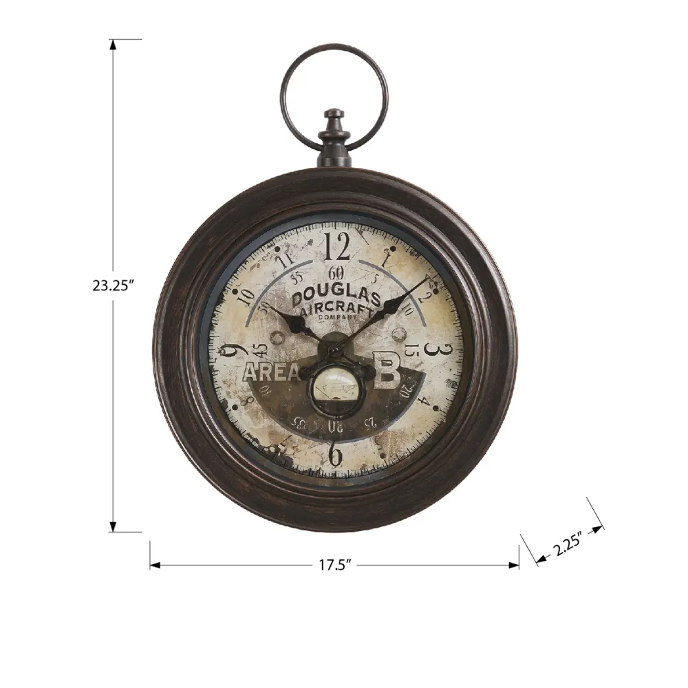 I 9090 - Horloge, 18" Rond, Horloge Murale, Brun Antique, Traditionnel Monarch Specialties