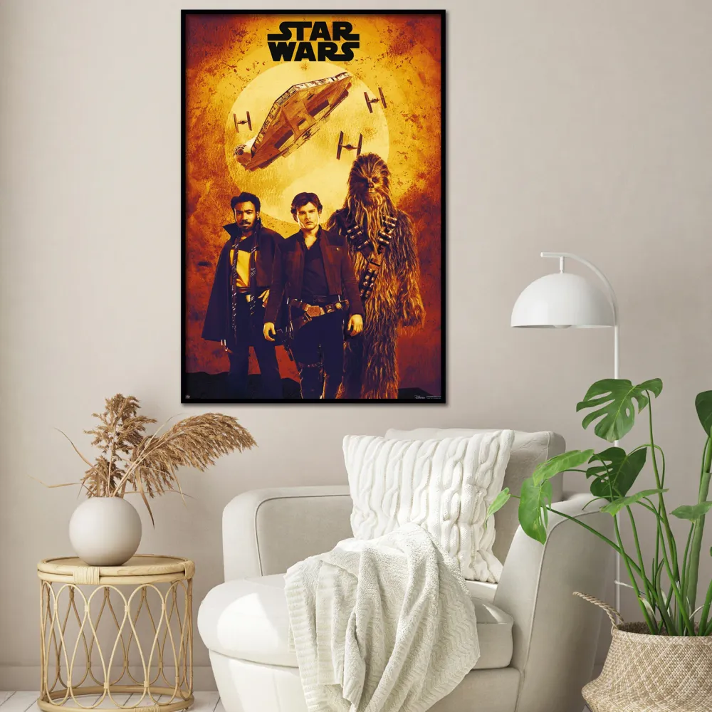 Montage sépia de l'affiche de Solo : Star Wars Story