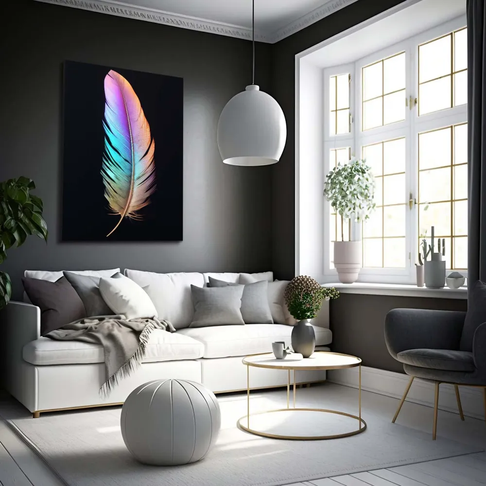 Plume Arc-en-ciel Tableau Trippant MusaArtGallery