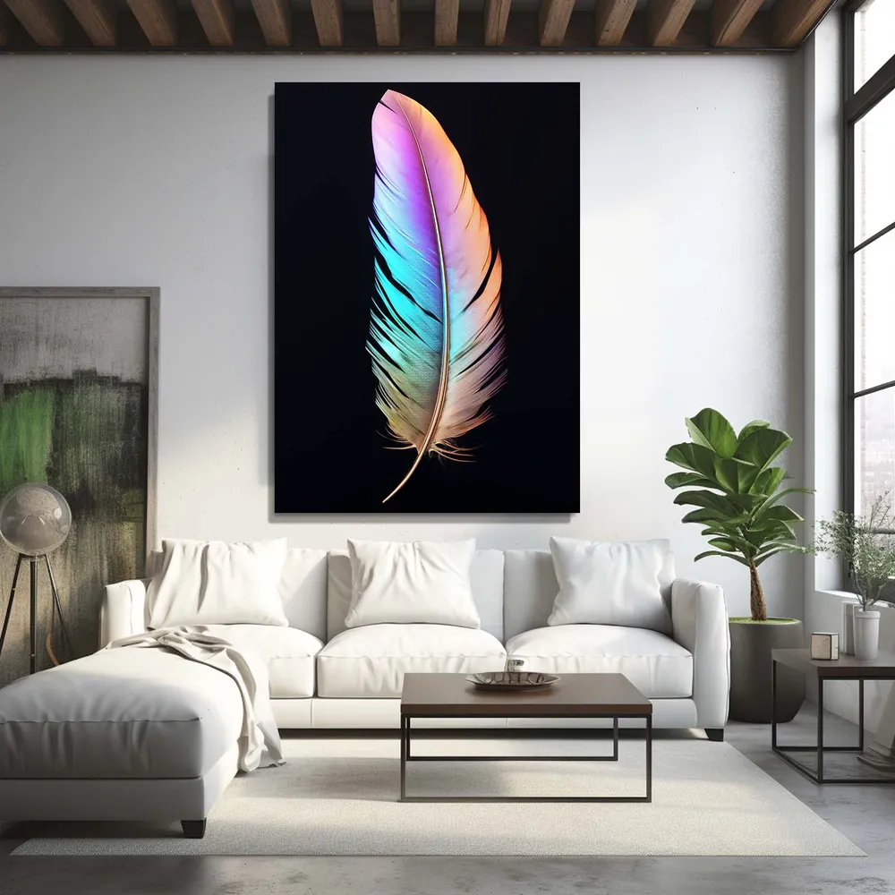 Plume Arc-en-ciel Tableau Trippant MusaArtGallery