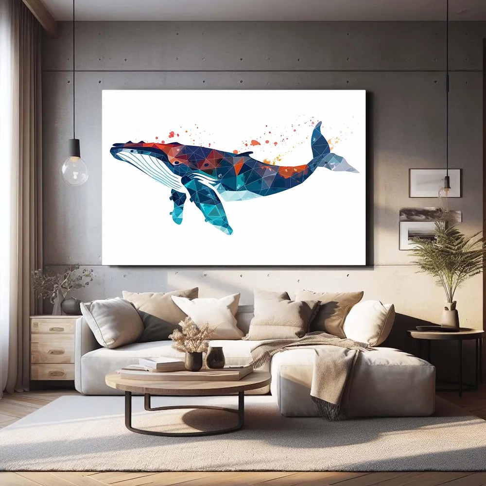 Tableau Baleine Géométrique Colorée MusaArtGallery