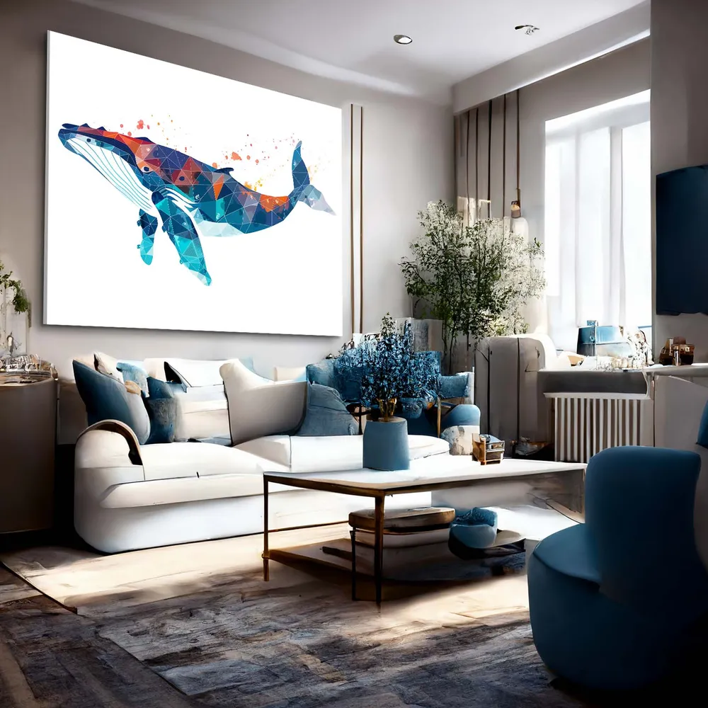 Tableau Baleine Géométrique Colorée MusaArtGallery