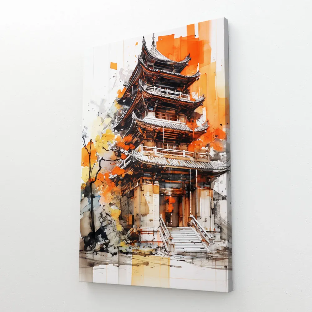 Tableau Japonais Temple MusaArtGallery