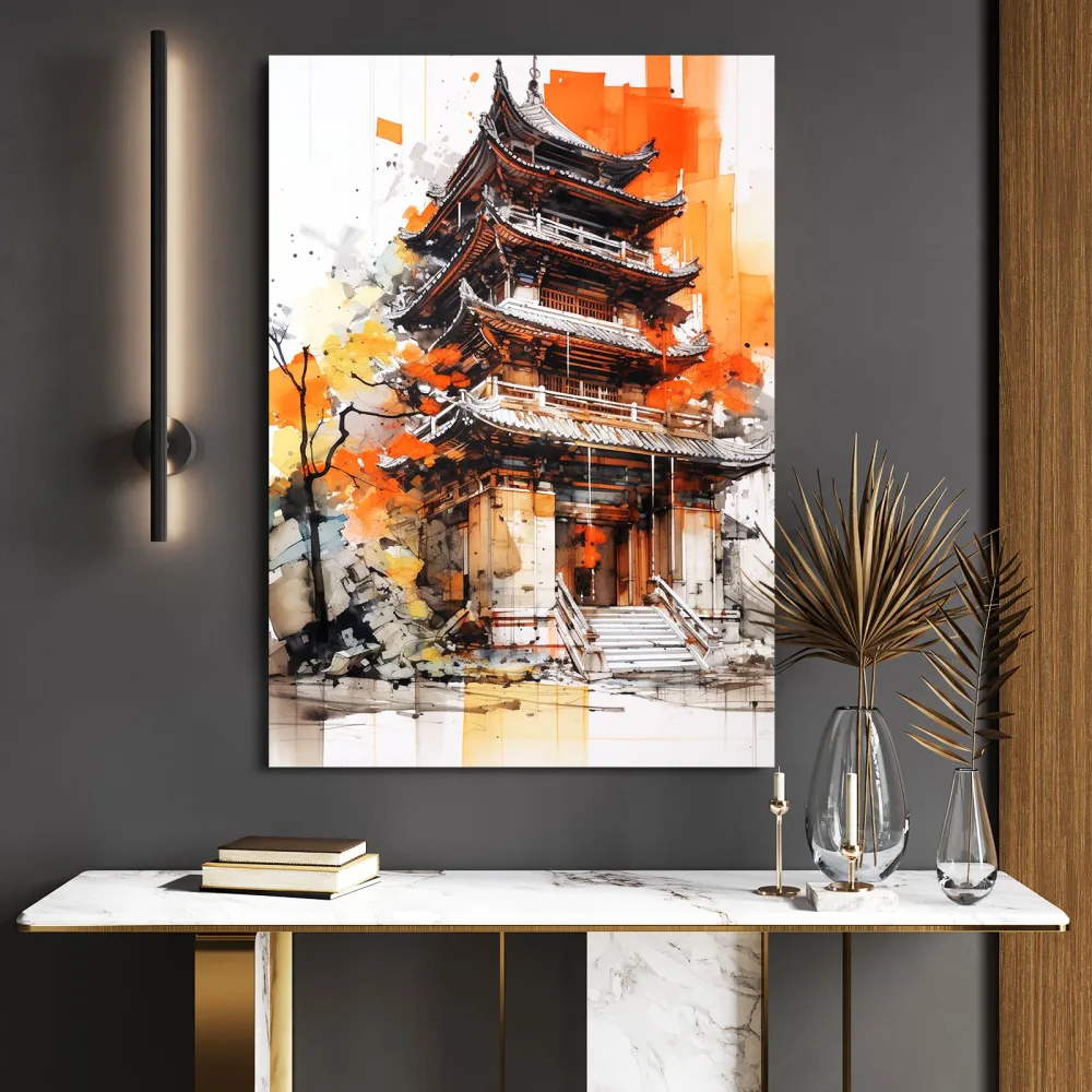 Tableau Japonais Temple MusaArtGallery