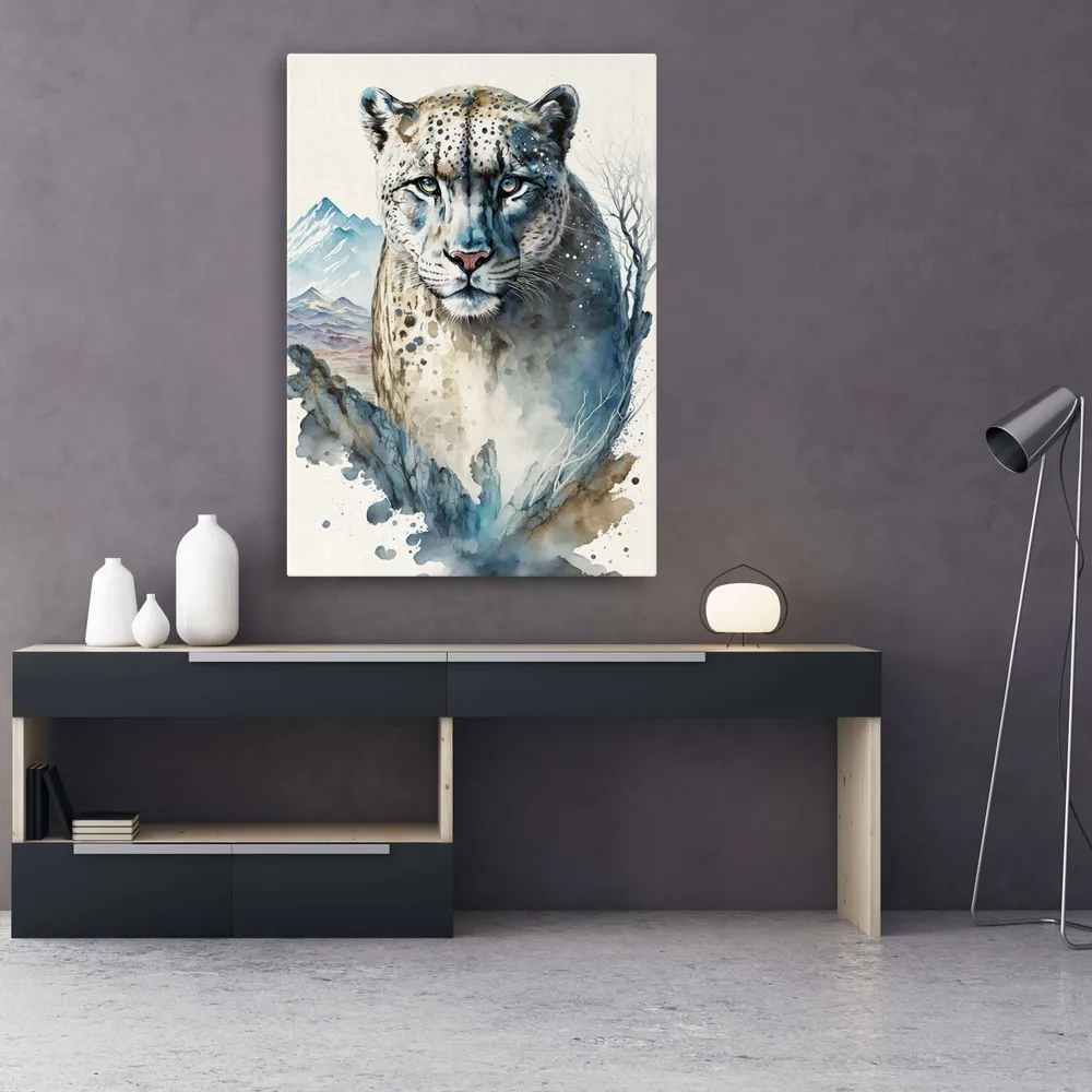 Tableau Panthère des Neiges Coloré MusaArtGallery