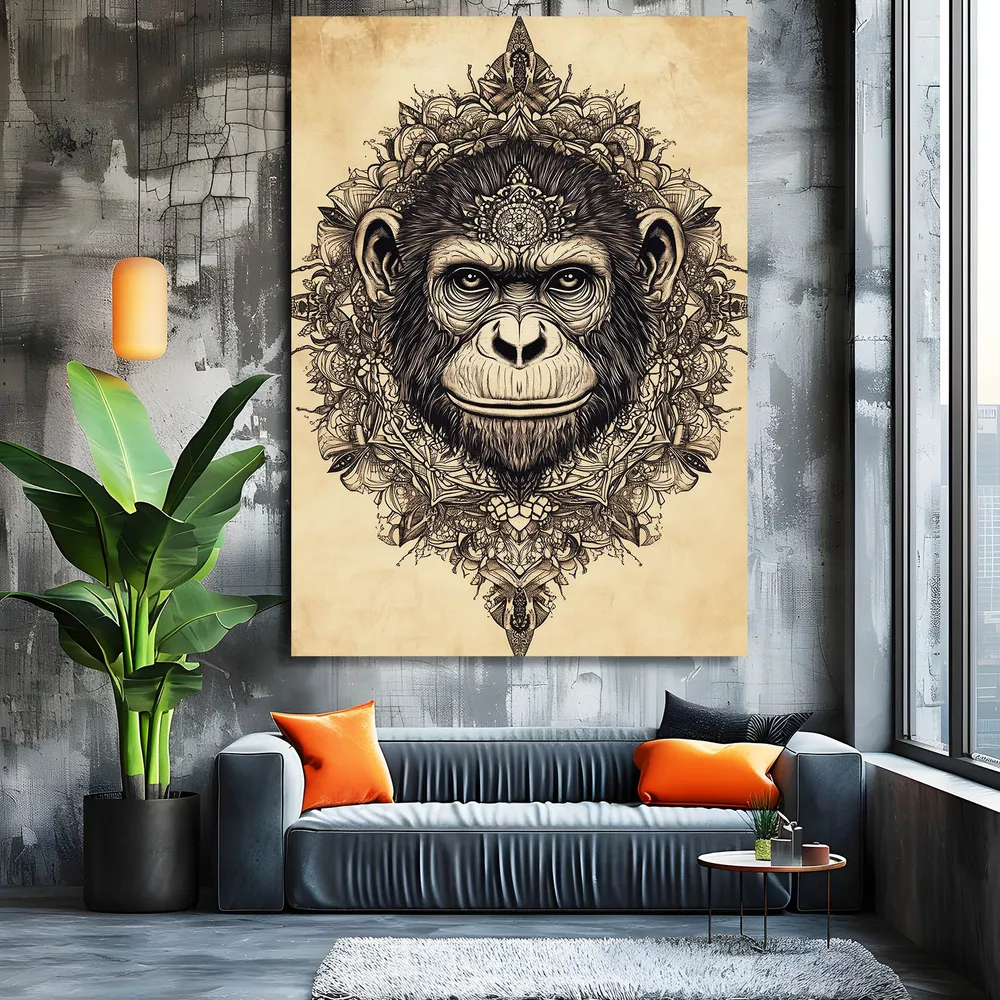 tableau singe rustique MusaArtGallery
