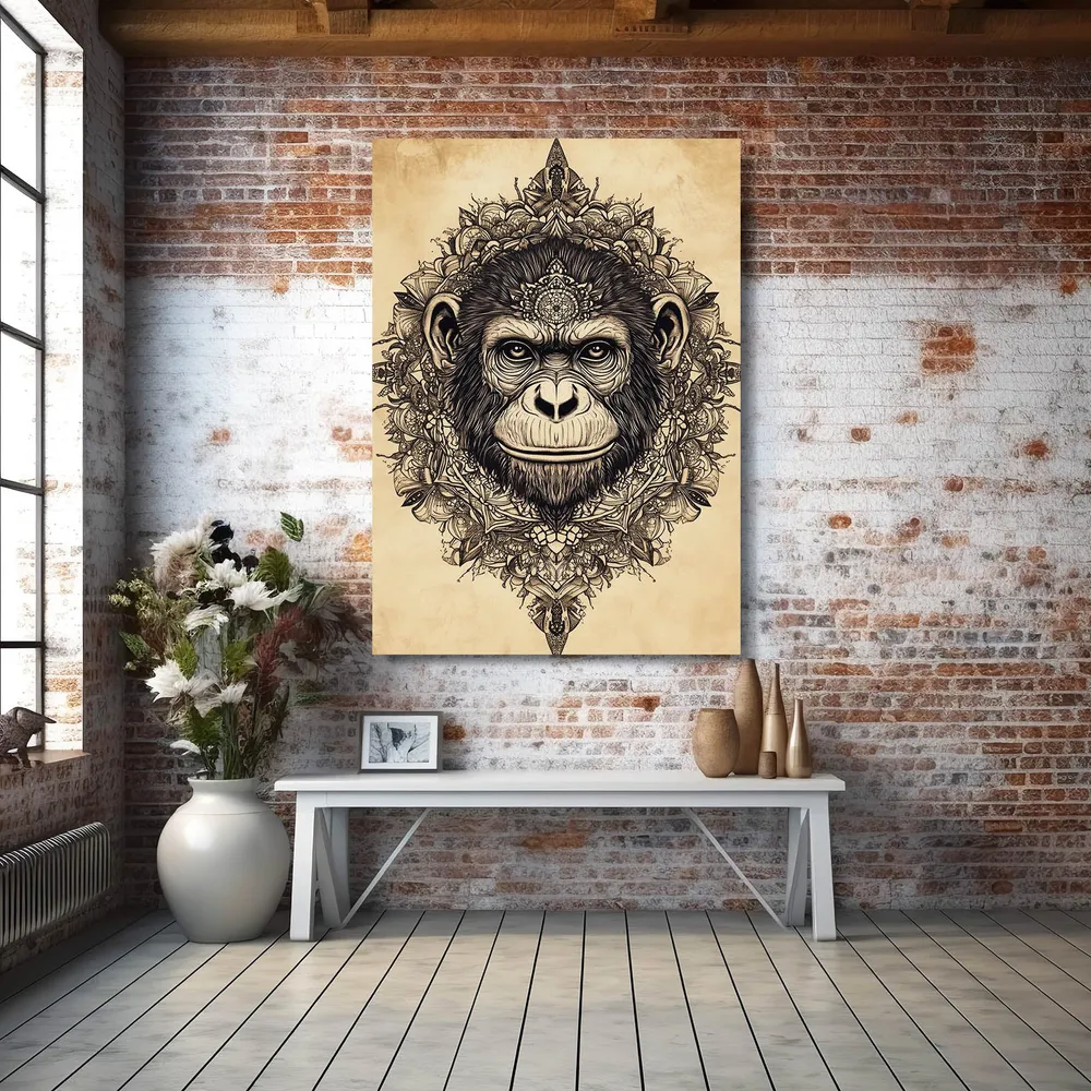 tableau singe rustique MusaArtGallery