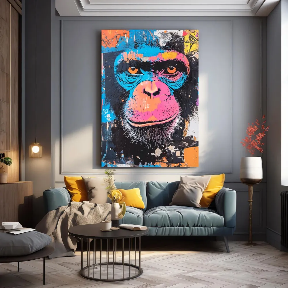 Tableau Singe Tete Bleu MusaArtGallery