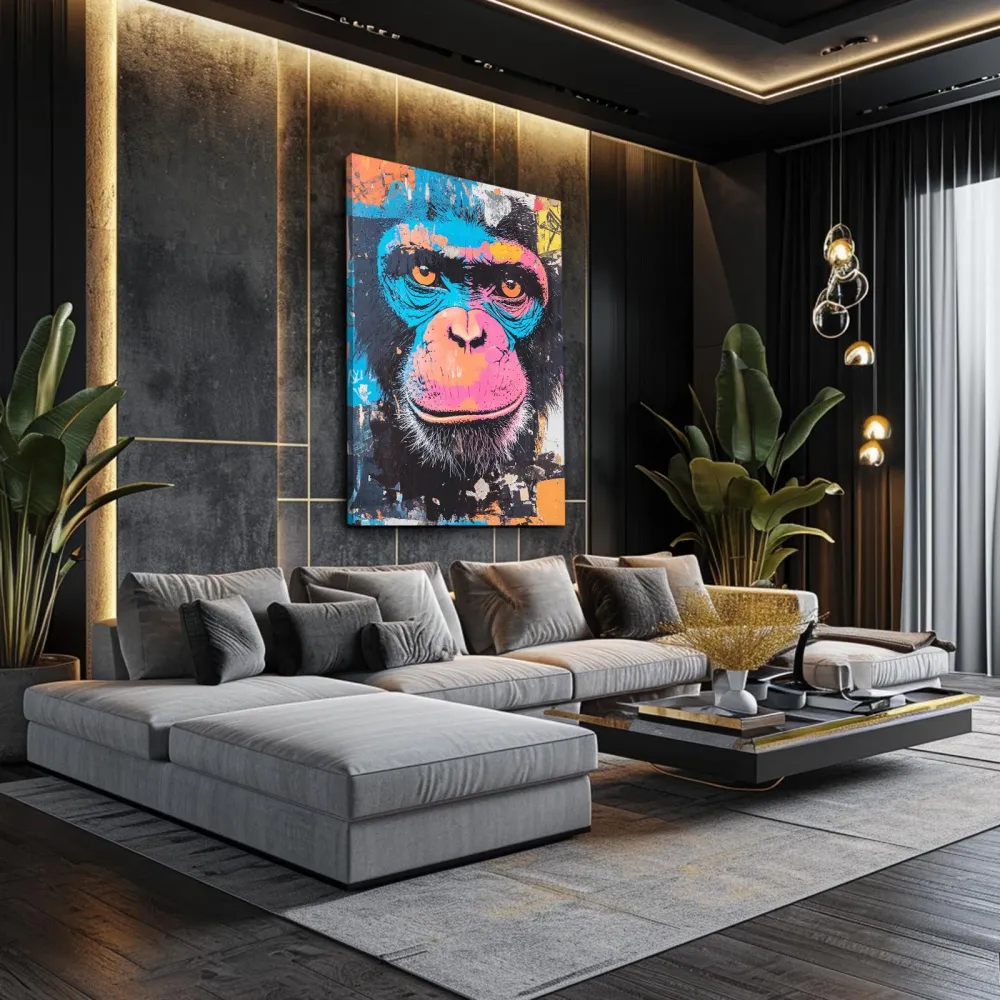 Tableau Singe Tete Bleu MusaArtGallery