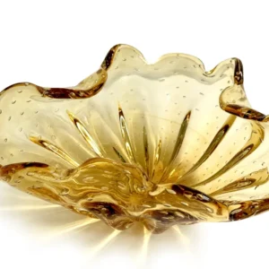 Centre de table en verre d'art de 25 cm, couleur ambre clair | Fabriqué à Murano, Italie *PIÈCE RARE* N/A
