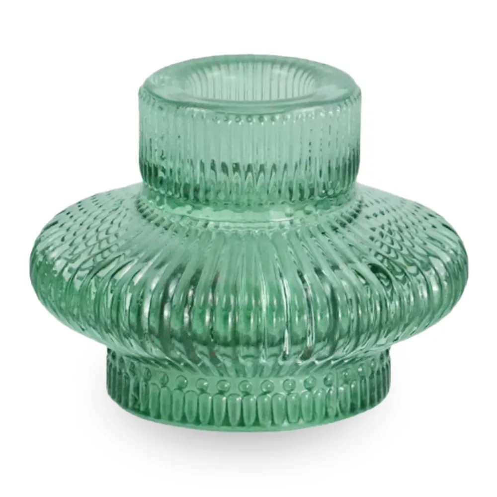 Nala bougeoir en verre vert 6 cm