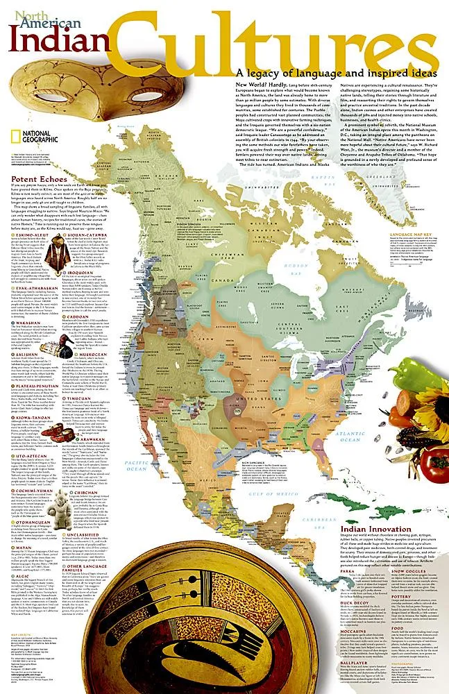 Carte murale (en anglais) - Cultures indiennes nord-américaine | National Geographic