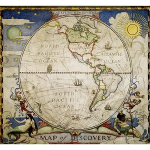 Carte murale (en anglais) - Hémisphère Ouest découverte (51 x 46 cm) | National Geographic