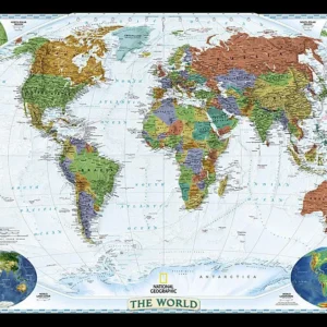 Carte murale (en anglais) - Monde politique, style décoratif - 1/22M (186 x 122 cm) | National Geographic