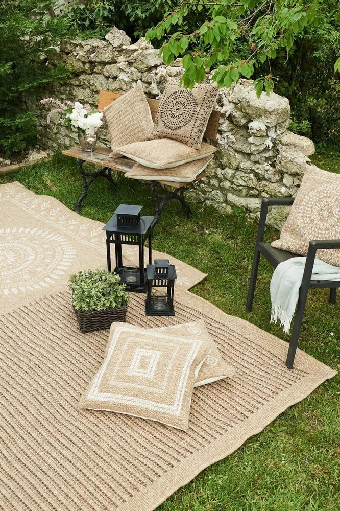 NATURE - Housse de coussin effet jute naturel uni beige - NAT8751BEI