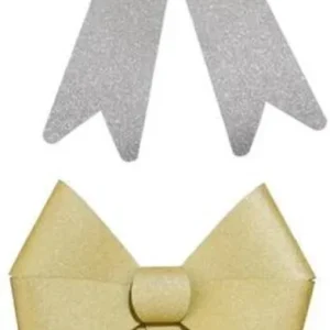 Noeud de Noël pour le sapin de Noël - Lot de 4 - Noeud super mignon pour cadeaux - Décoration de Noël - 2 Or et 2 Argent -...