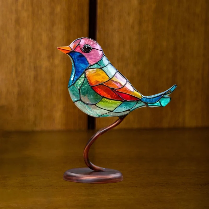 Ornements en Verre Teinté Oiseaux sur Branches A noucadeaux