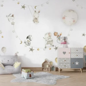 Papier Peint Panoramique Animaux et Lune Poétique Oliver Robins