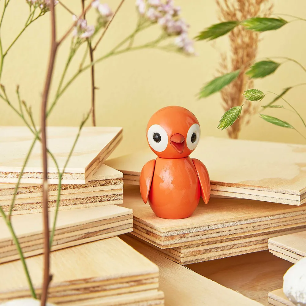 ORANGE OPTIMISTIQUE - Petit oiseau décoratif en bois - Spring Birds - Chresten Sommer | Printemps Copenhague