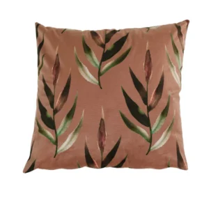 Coussin decoratif-45x45cm-feuilles old Pink-vert ORCA-DECO_NW