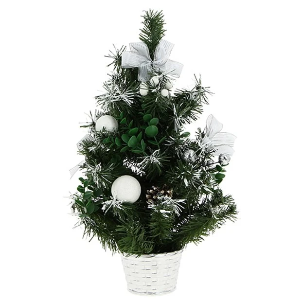 Sapin De Noël-50cm-Pm Décore Boule Nœud Dans Pot Argent ORCA-DECO_NW
