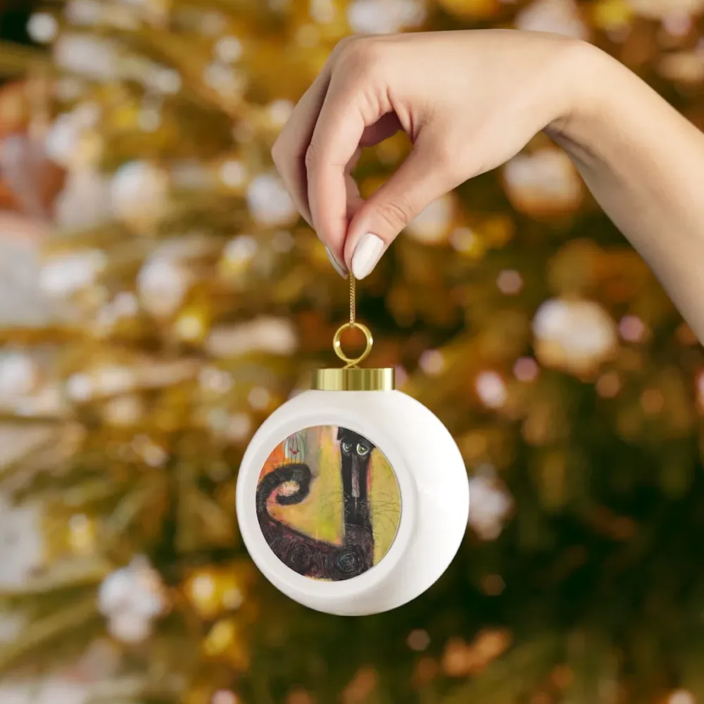 Ornement Boule de Noël Le chat et l'oiseau
