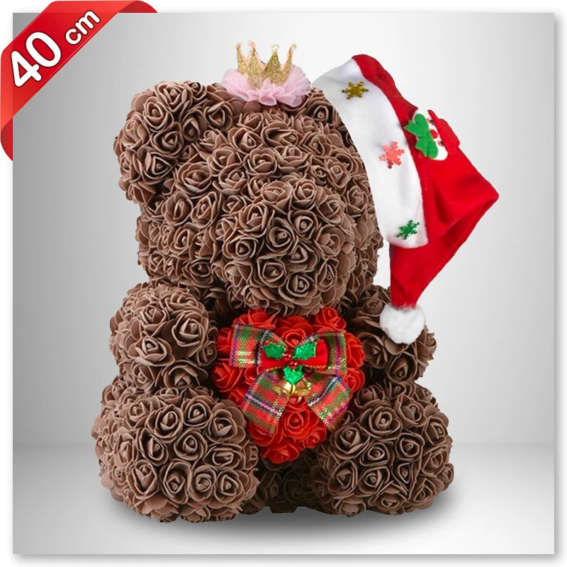 Ours en Rose Éternelle Brun Noël