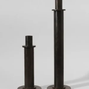 Pair Brutalist Massive Iron Candle Holder, 1970s